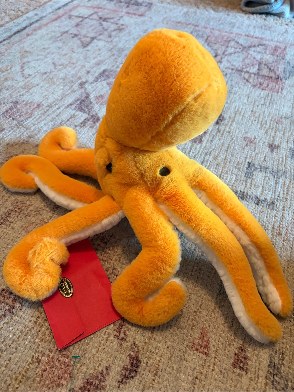FAO Schwarz Orange & Cream Plush Octopus Adopt a Pet - Picture 3 of 9